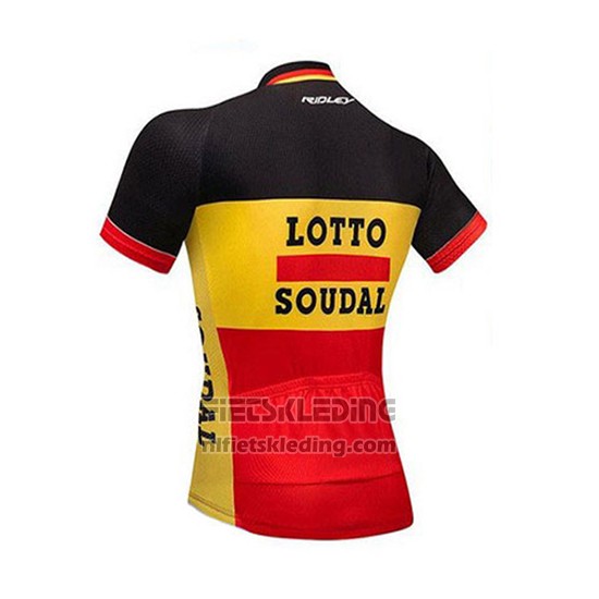 2018 Fietskleding Lotto Soudal Zwart Geel Rood Korte Mouwen en Koersbroek